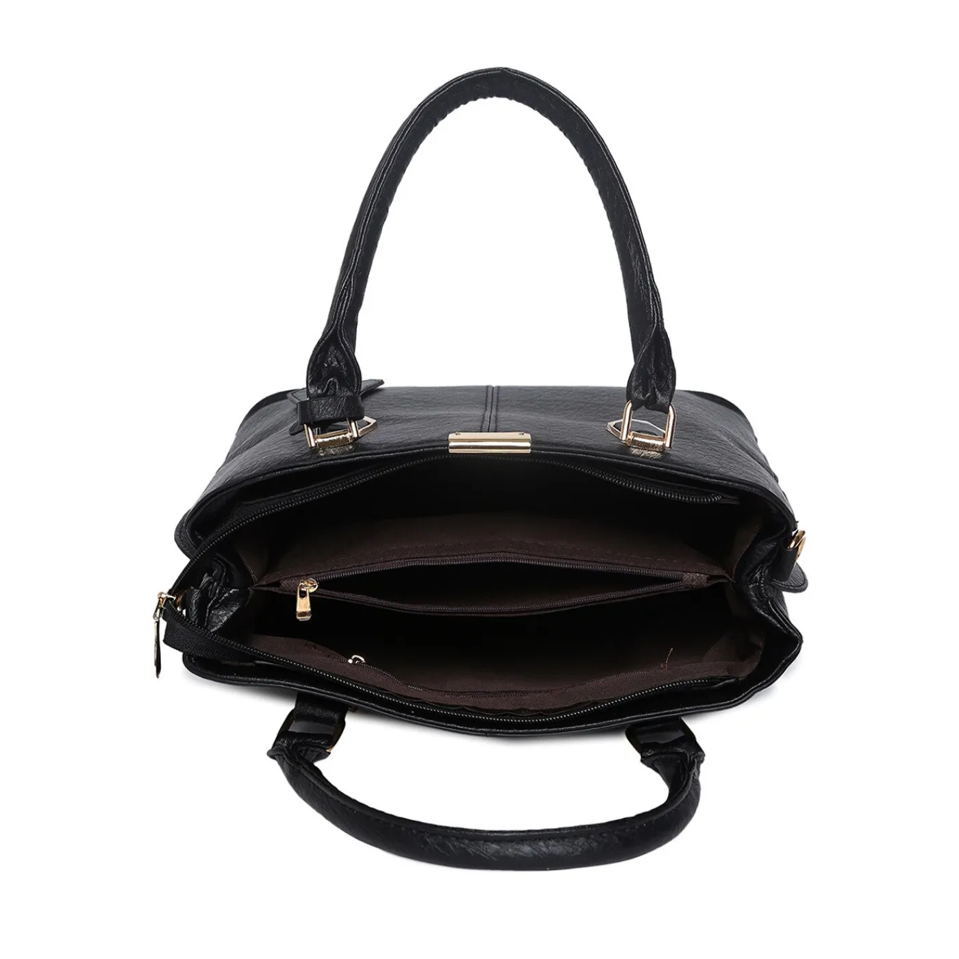 Women's Leather Handbag (Black) - الصورة 4