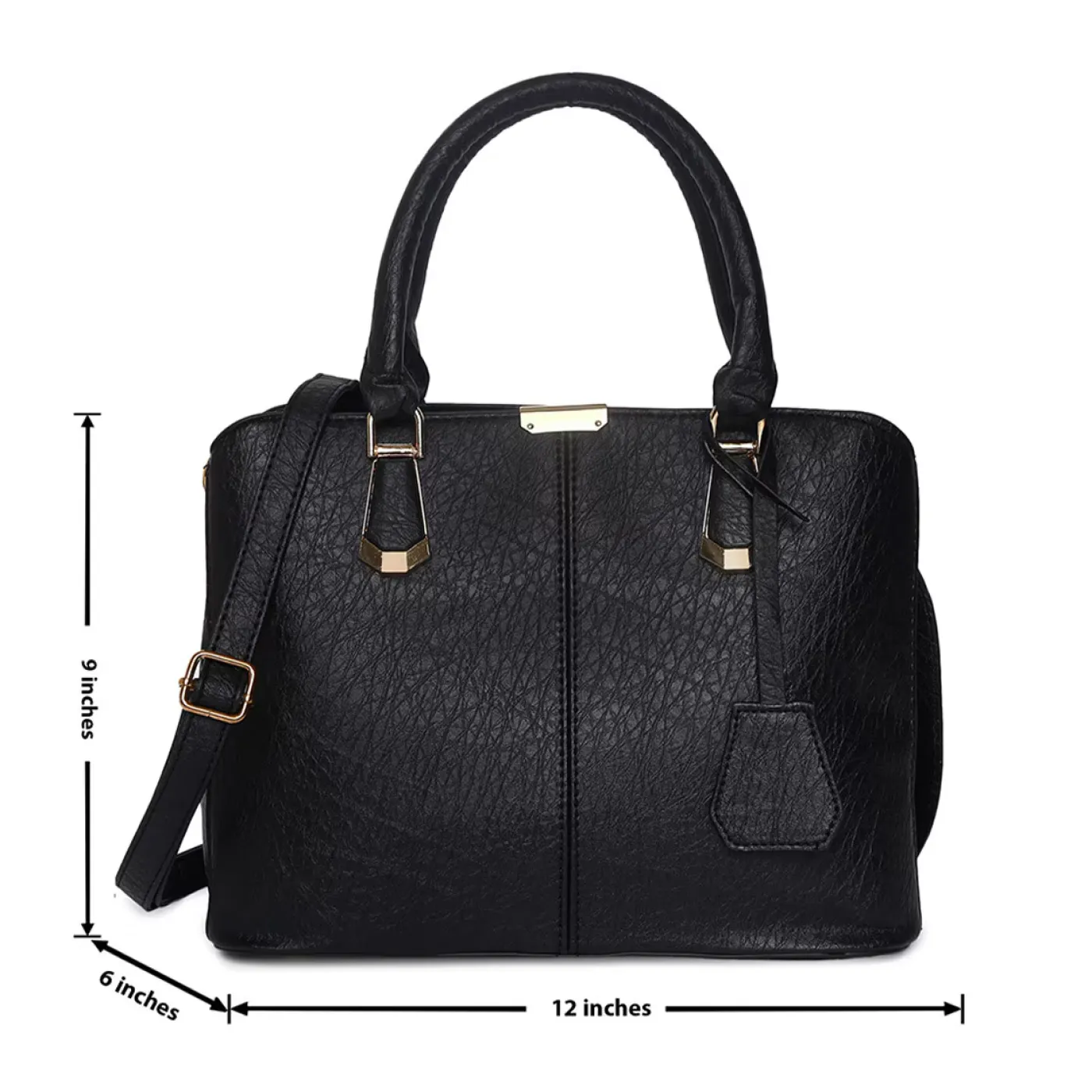 Women's Leather Handbag (Black) - الصورة 5